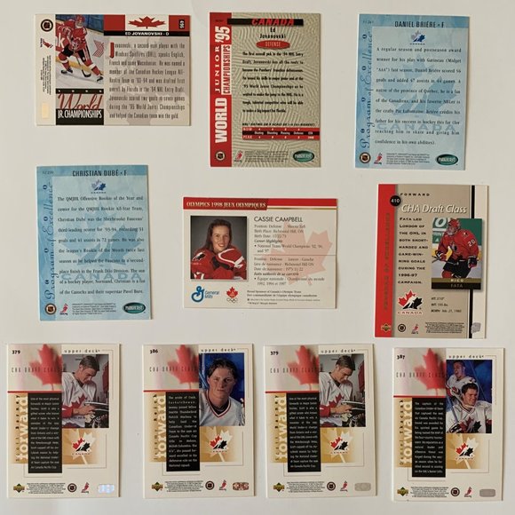 Team Canada Vintage Hockey Cards - Lot of 10 w/ Jovanovski, Briere Rookie Cards - Picture 2 of 4